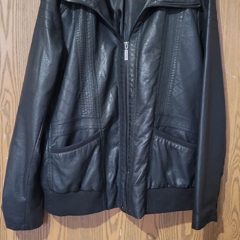 Men's Black Faux Leather Jacket size 46